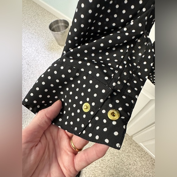 MICHAEL MICHAEL KORS Zipper Blouse Polka Dots SZ- PETITE Medium - Picture 3 of 6